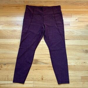 Athleta Salutation Stash Pocket Tights Rainwater Antique Burgundy Purple Size XL